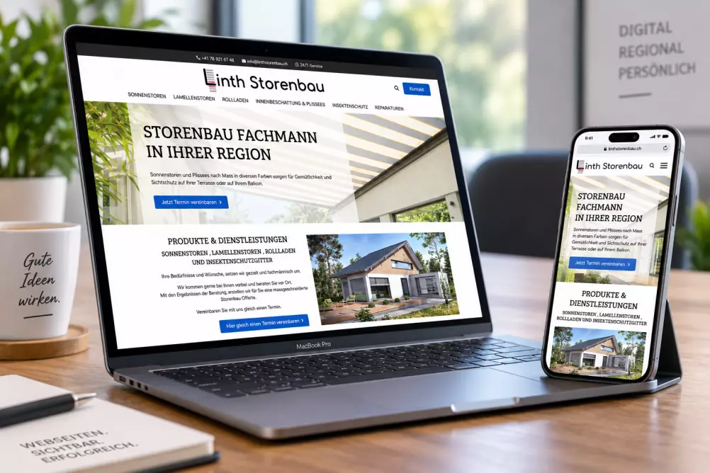 Referenzprojekt Linth Storenbau – Sonnenstoren und Plissees